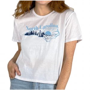 Women's ZooZatz White North Carolina Tar Heels Scenic State Crop T-Shirt