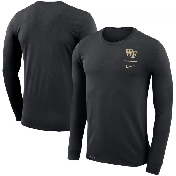 Men's Nike Black Wake Forest Demon Deacons Logo Stack Legend Performance Long Sleeve T-Shirt