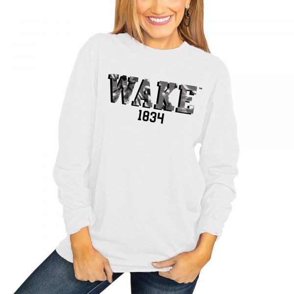 Women's White Wake Forest Demon Deacons No Time to Tie Dye Long Sleeve T-Shirt