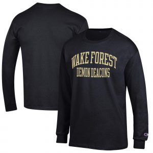 Men's Champion Black Wake Forest Demon Deacons Jersey Long Sleeve T-Shirt
