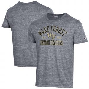 Men's Champion Heathered Gray Wake Forest Demon Deacons Ultimate Tri-Blend T-Shirt
