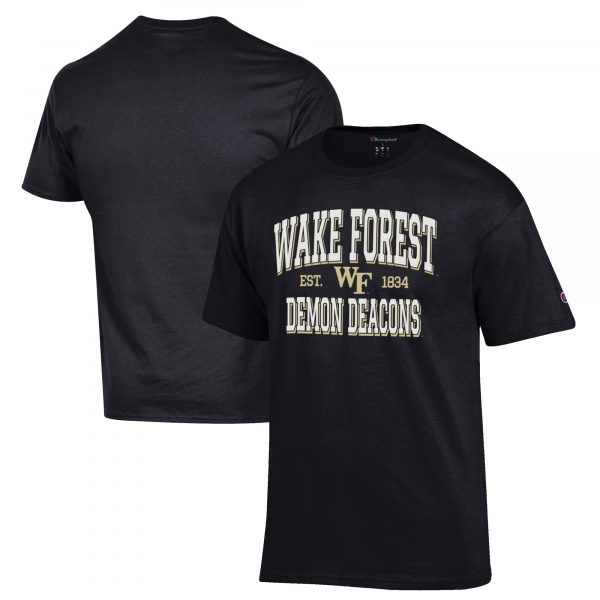 Men's Champion Black Wake Forest Demon Deacons Est. Date Jersey T-Shirt
