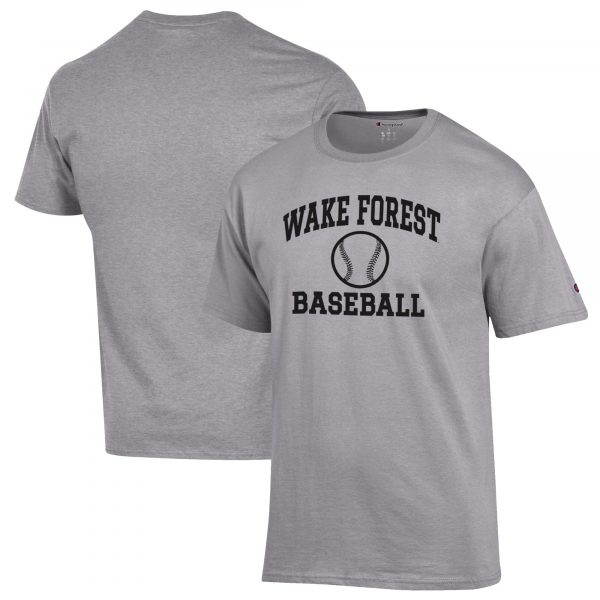 Men's Champion Gray Wake Forest Demon Deacons Baseball Icon T-Shirt