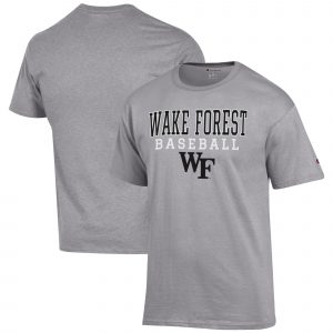 Men's Champion Gray Wake Forest Demon Deacons Baseball Stack T-Shirt