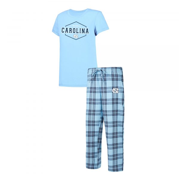 Women's Concepts Sport Carolina Blue/Navy North Carolina Tar Heels Badge T-Shirt & Flannel Pants Sleep Set