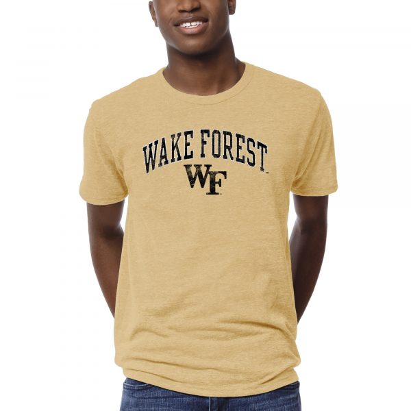 Men's League Collegiate Wear Heather Gold Wake Forest Demon Deacons 1965 Victory Falls T-Shirt