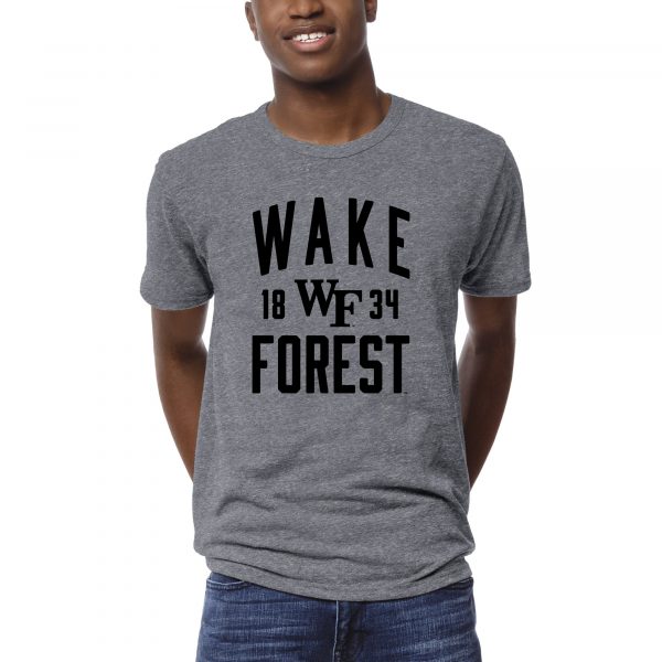 Men's League Collegiate Wear Heather Gray Wake Forest Demon Deacons 1274 Victory Falls T-Shirt