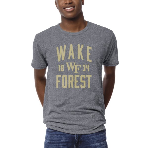 Men's League Collegiate Wear Heather Charcoal Wake Forest Demon Deacons 1274 Victory Falls T-Shirt