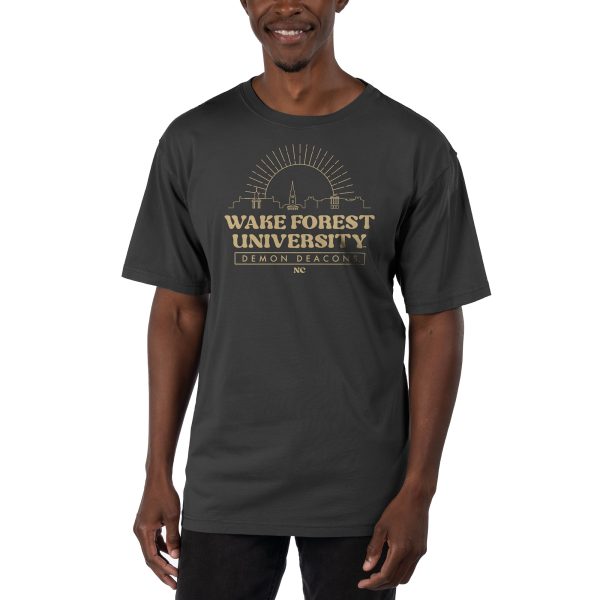 Men's Uscape Apparel Black Wake Forest Demon Deacons Garment Dyed T-Shirt