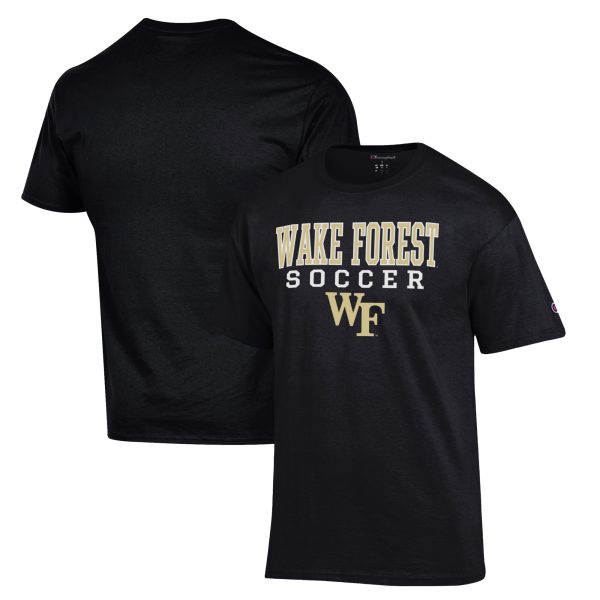 Men's Champion Black Wake Forest Demon Deacons Soccer Stack Logo T-Shirt
