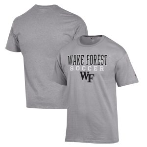 Men's Champion Gray Wake Forest Demon Deacons Soccer Stack Logo T-Shirt