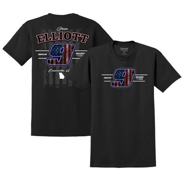 Men's Hendrick Motorsports Team Collection Black Chase Elliott Logo Flag T-Shirt