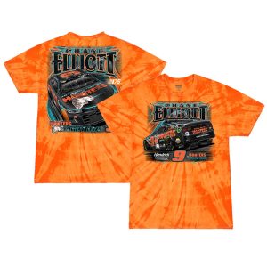 Men's Hendrick Motorsports Team Collection Orange Chase Elliott 2023 Hooters Tie Dye Night Owl T-Shirt