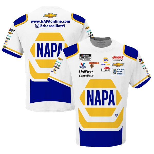 Men's Hendrick Motorsports Team Collection White Chase Elliott NAPA Sublimated Team Uniform T-Shirt