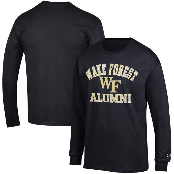 Men's Champion Black Wake Forest Demon Deacons Alumni Logo Long Sleeve T-Shirt