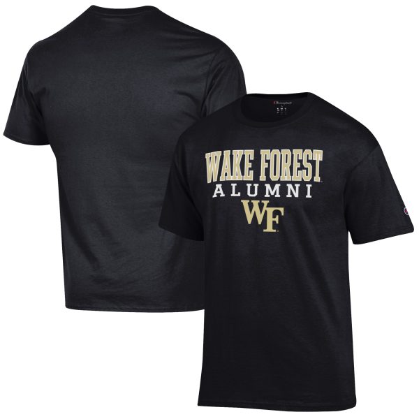 Men's Champion Black Wake Forest Demon Deacons Alumni Logo Stack T-Shirt
