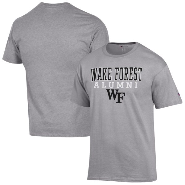 Men's Champion Gray Wake Forest Demon Deacons Alumni Logo Stack T-Shirt