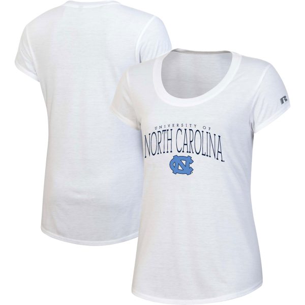 Women's Russell White North Carolina Tar Heels Wordmark Scoop Neck T-Shirt