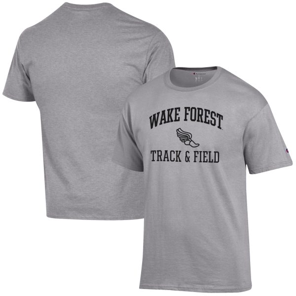 Men's Champion Gray Wake Forest Demon Deacons Track & Field Icon T-Shirt