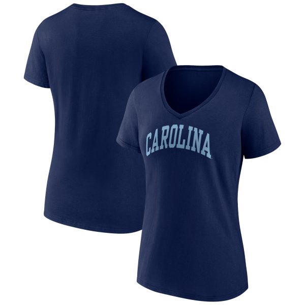 Women's Fanatics Branded Navy North Carolina Tar Heels Basic Arch V-Neck T-Shirt
