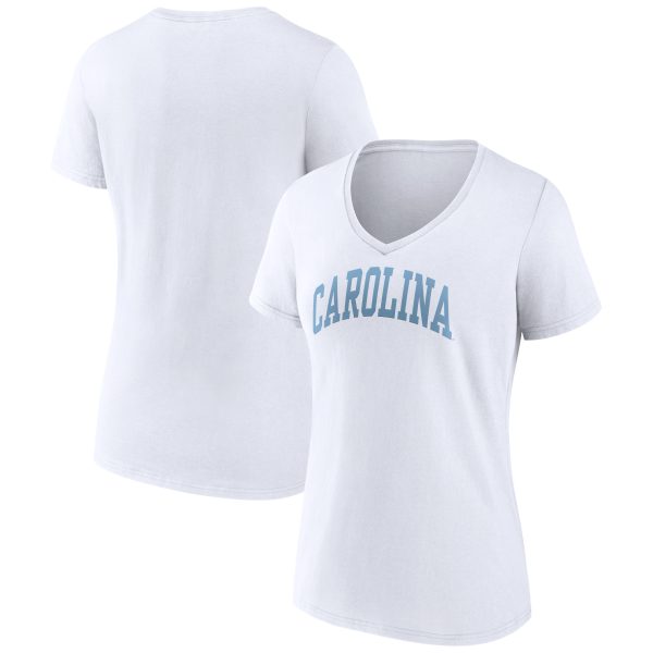 Women's Fanatics Branded White North Carolina Tar Heels Basic Arch V-Neck T-Shirt