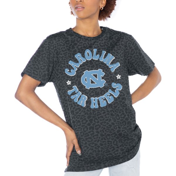 Women's Gameday Couture Charcoal North Carolina Tar Heels Victory Lap Leopard Standard Fit T-Shirt