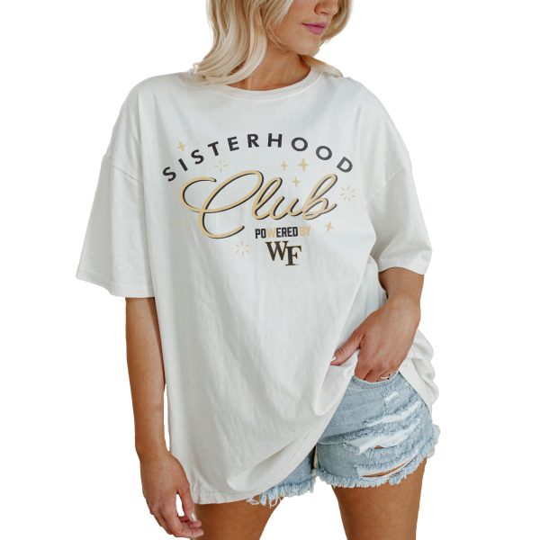 Women's Gameday Couture White Wake Forest Demon Deacons PoweredBy Sisterhood Oversized T-Shirt