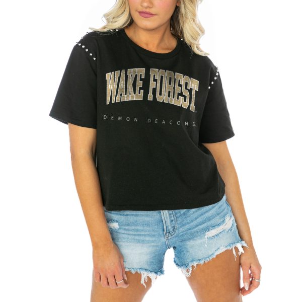 Women's Gameday Couture Black Wake Forest Demon Deacons After Party Cropped T-Shirt