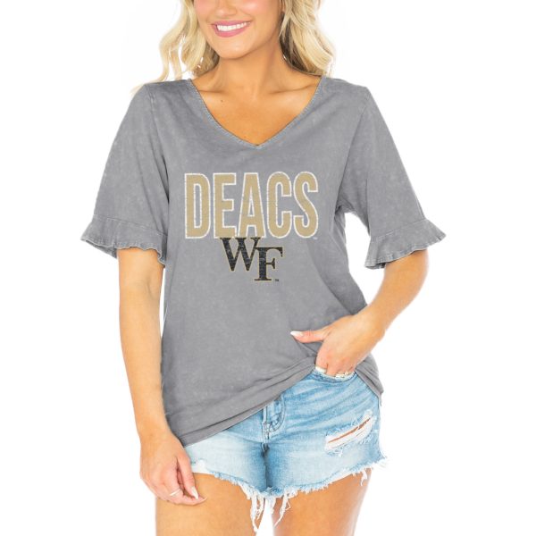 Women's Gameday Couture Gray Wake Forest Demon Deacons Class Act V-Neck T-Shirt