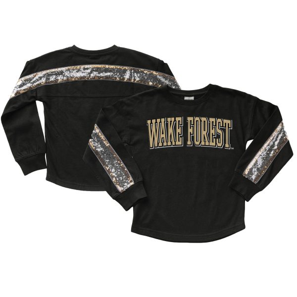 Girls Youth Gameday Couture Black Wake Forest Demon Deacons Guess Who's Back Long Sleeve T-Shirt