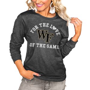 Women's Charcoal Wake Forest Demon Deacons For the Love Luxe Boyfriend Long Sleeve T-Shirt
