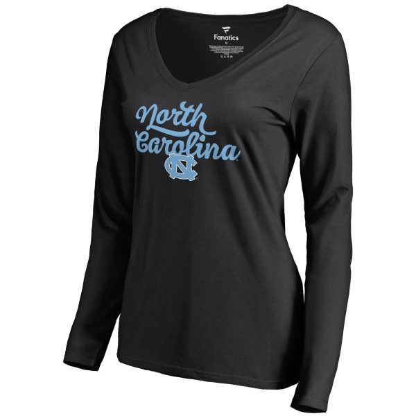 Women's Fanatics Branded Black North Carolina Tar Heels Freehand Long Sleeve T-Shirt