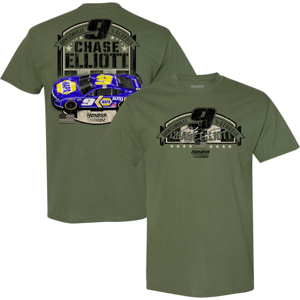 Men's Hendrick Motorsports Team Collection Green Chase Elliott Military Car T-Shirt