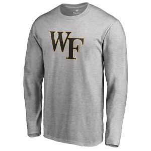 Men's Fanatics Branded Ash Wake Forest Demon Deacons Primary Logo Long Sleeve T-Shirt
