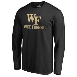 Men's Fanatics Branded Black Wake Forest Demon Deacons Team Lockup Long Sleeve T-Shirt