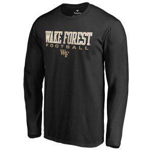 Men's Fanatics Branded Black Wake Forest Demon Deacons True Sport Football Long Sleeve T-Shirt