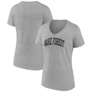 Women's Fanatics Branded Gray Wake Forest Demon Deacons Basic Arch V-Neck T-Shirt