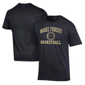 Men's Champion Black Wake Forest Demon Deacons Basketball Icon T-Shirt