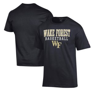 Men's Champion Black Wake Forest Demon Deacons Basketball Stack T-Shirt