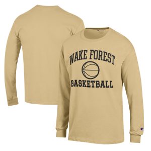 Men's Champion Gold Wake Forest Demon Deacons Basketball Icon Long Sleeve T-Shirt