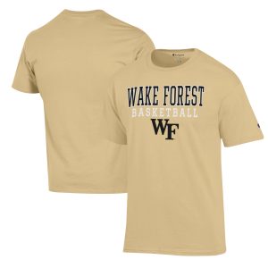 Men's Champion Gold Wake Forest Demon Deacons Basketball Stack T-Shirt