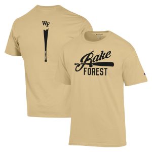 Men's Champion Gold Wake Forest Demon Deacons Rake Forest Baseball 2-Hit T-Shirt