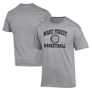Men's Champion Heather Gray Wake Forest Demon Deacons Basketball Icon T-Shirt