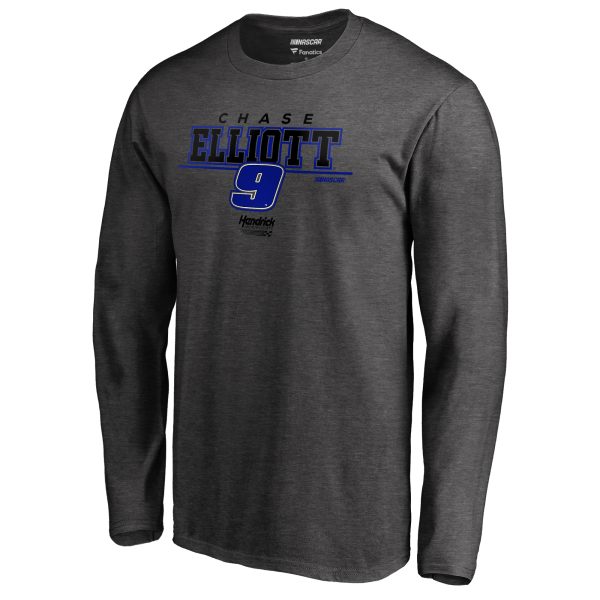 Men's Fanatics Branded Heathered Charcoal Chase Elliott Stealth Pop Verbiage Long Sleeve T-Shirt