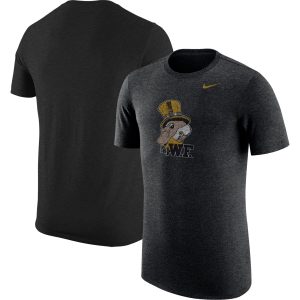 Men's Nike Heather Black Wake Forest Demon Deacons Vintage Logo Tri-Blend T-Shirt